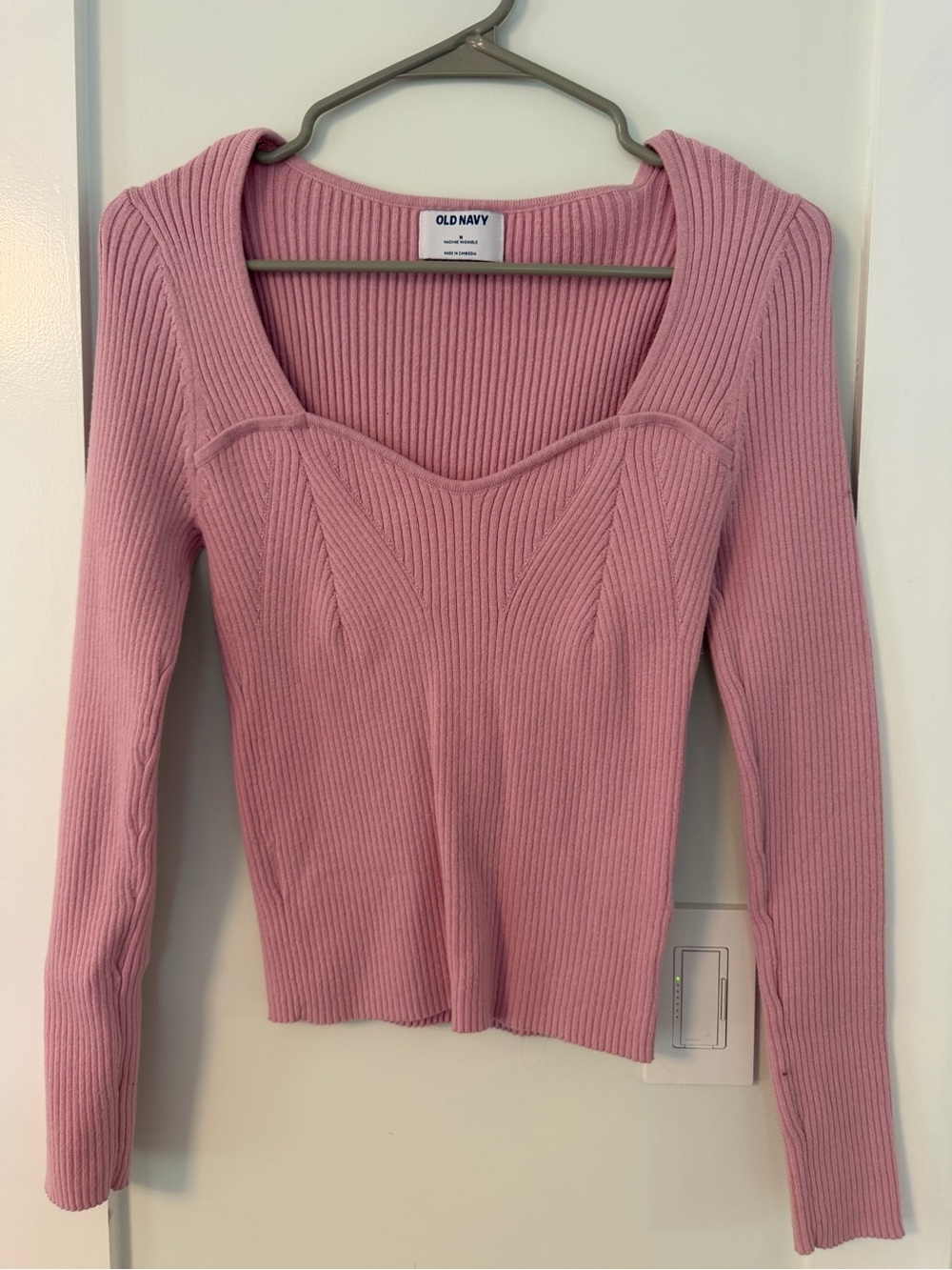 Old Navy Ribbed Long-Sleeve Sweetheart Top - Pink